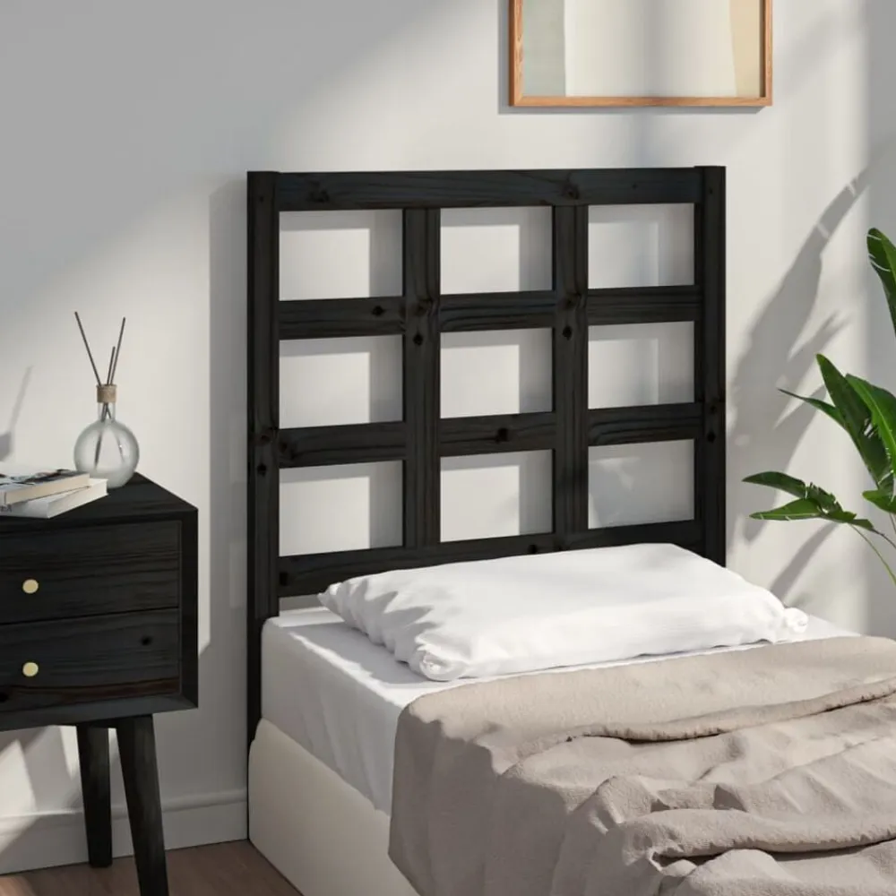 vidaXL Cabecero de cama madera maciza de pino 80,5x4x100 cm Negro New