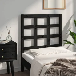 vidaXL Cabecero de cama madera maciza de pino 80,5x4x100 cm Negro New
