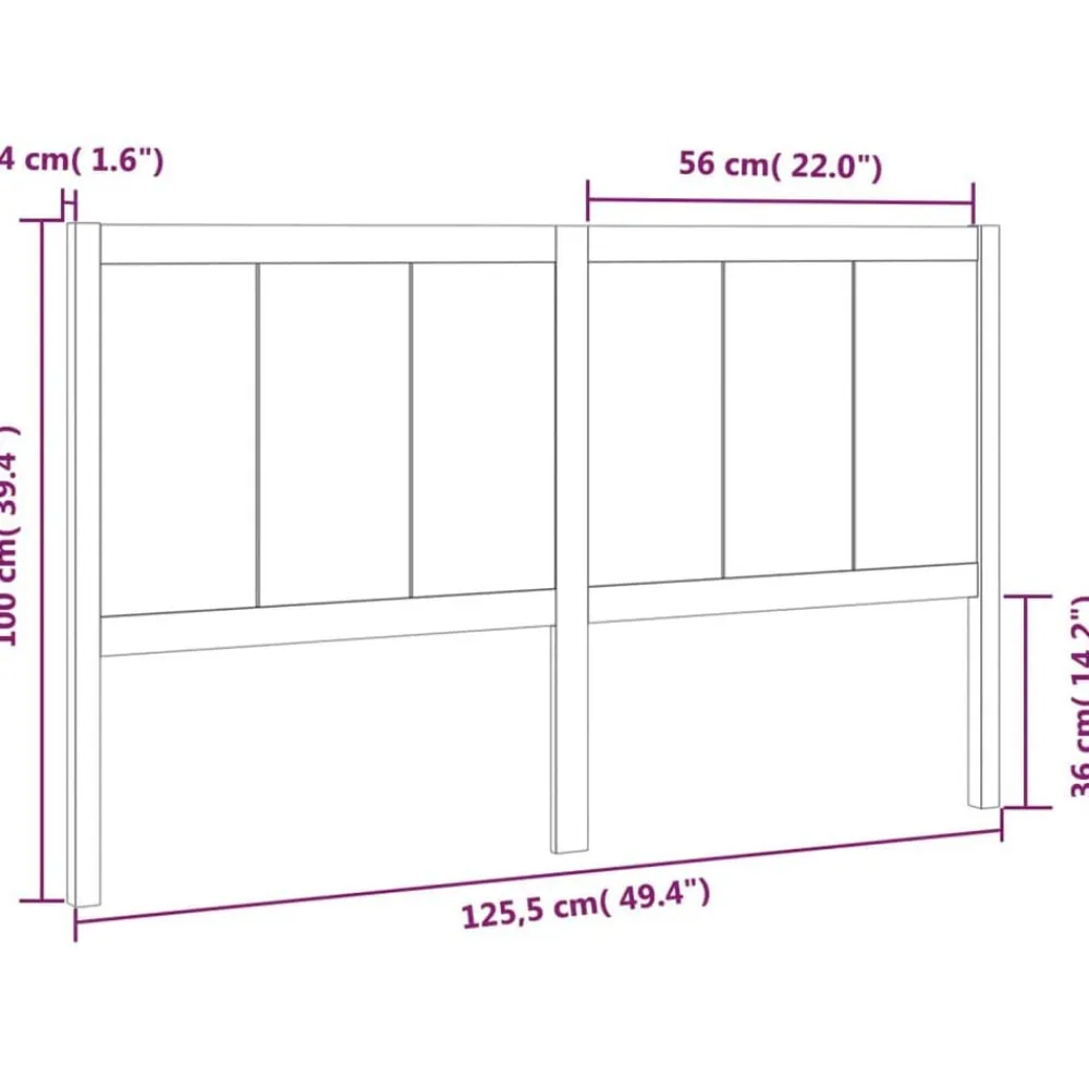 vidaXL Camas Y Accesorios-Cabecero de cama madera maciza de pino 125,5x4x100 cm