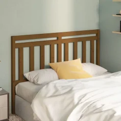 vidaXL Cabecero de cama madera maciza de pino marrón miel 126x4x100 cm Marr&oacute;n miel Online