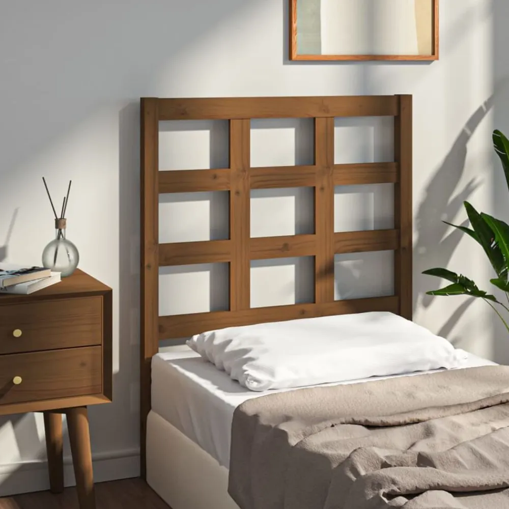 vidaXL Camas Y Accesorios-Cabecero de cama madera maciza pino marrón miel 80,5x4x100 cm