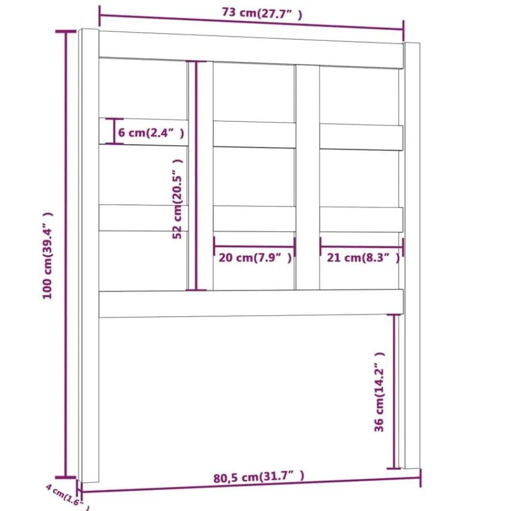 vidaXL Camas Y Accesorios-Cabecero de cama madera maciza pino marrón miel 80,5x4x100 cm