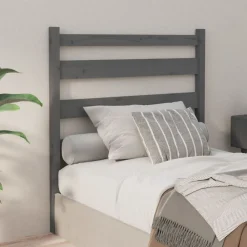 vidaXL Cabecero de cama madera maciza de pino 96x4x100 cm Gris