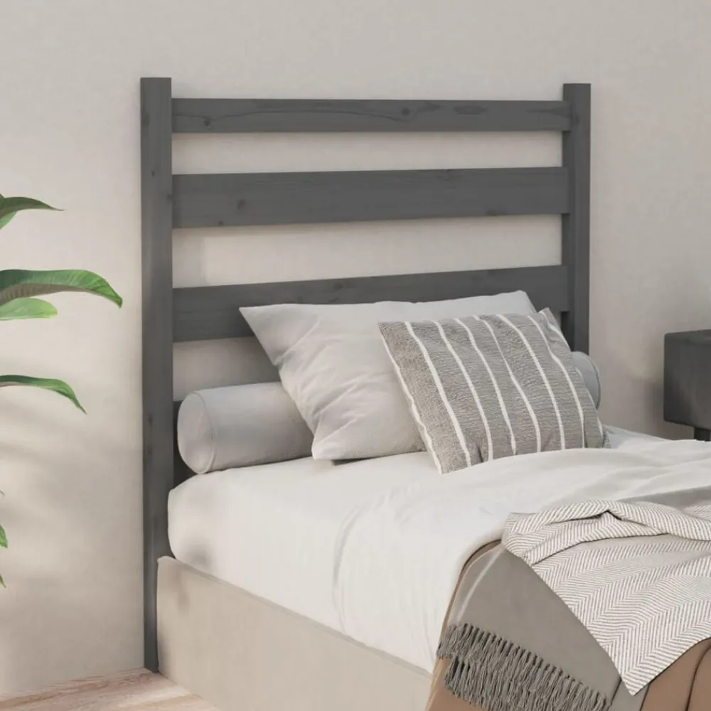 vidaXL Cabecero de cama madera maciza de pino 96x4x100 cm Gris