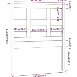vidaXL Camas Y Accesorios-Cabecero de cama madera maciza de pino 95,5x4x100 cm