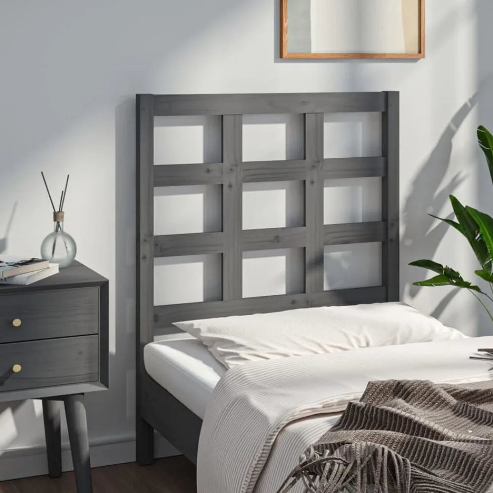vidaXL Cabecero de cama madera maciza de pino 80,5x4x100 cm Gris Outlet