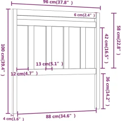 vidaXL Cabecero de cama madera maciza de pino 96x4x100 cm Blanco Discount