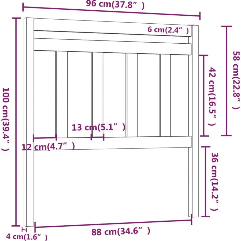 vidaXL Cabecero de cama madera maciza de pino 96x4x100 cm Blanco Discount