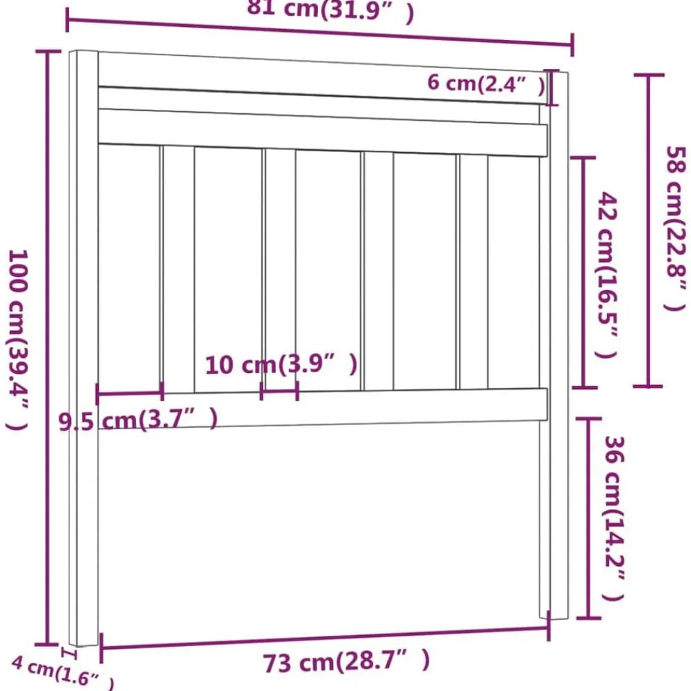 vidaXL Camas Y Accesorios-Cabecero de cama madera maciza de pino 81x4x100 cm
