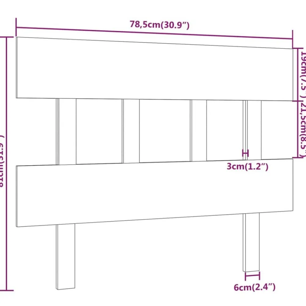 vidaXL Camas Y Accesorios-Cabecero de cama madera maciza de pino 78,5x3x81 cm