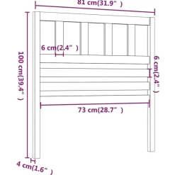 vidaXL Camas Y Accesorios-Cabecero de cama madera maciza de pino 81x4x100 cm
