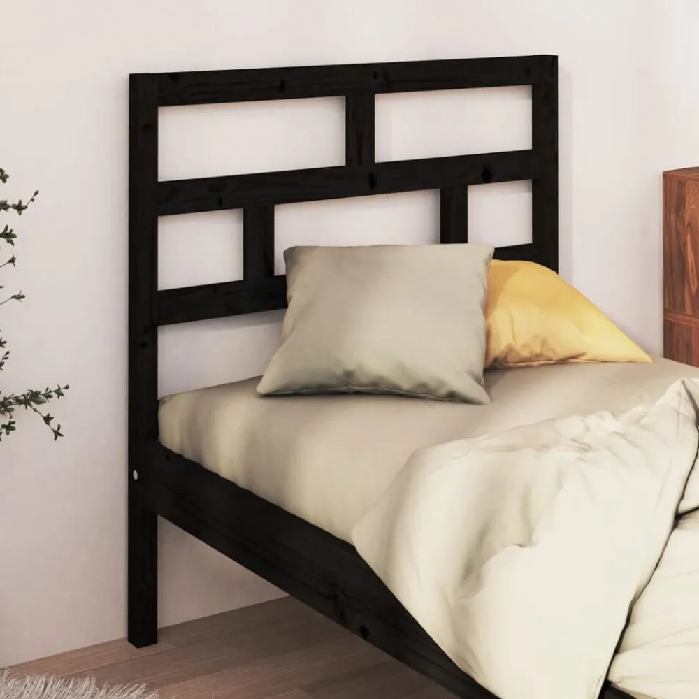vidaXL Cabecero de cama madera maciza de pino 81x4x100 cm Negro Best