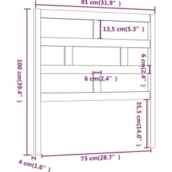 vidaXL Cabecero de cama madera maciza de pino 81x4x100 cm Negro Best