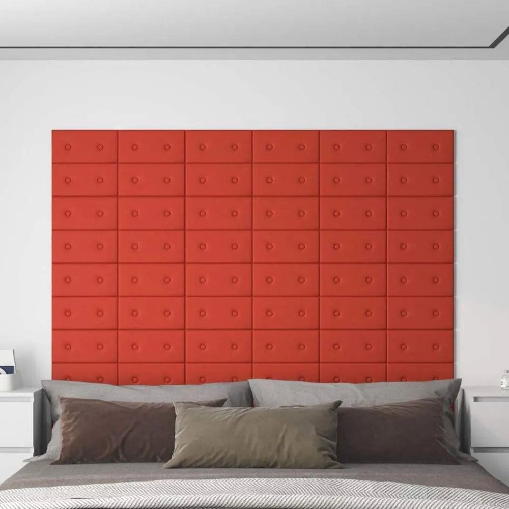 vidaXL Materiales De Construcción-Cabecero de Pared 12 pcs 30 x 15 cm Cuero sintético