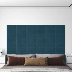 vidaXL Cabecero de Pared 12 pcs 30 x 15 cm Terciopelo Azul