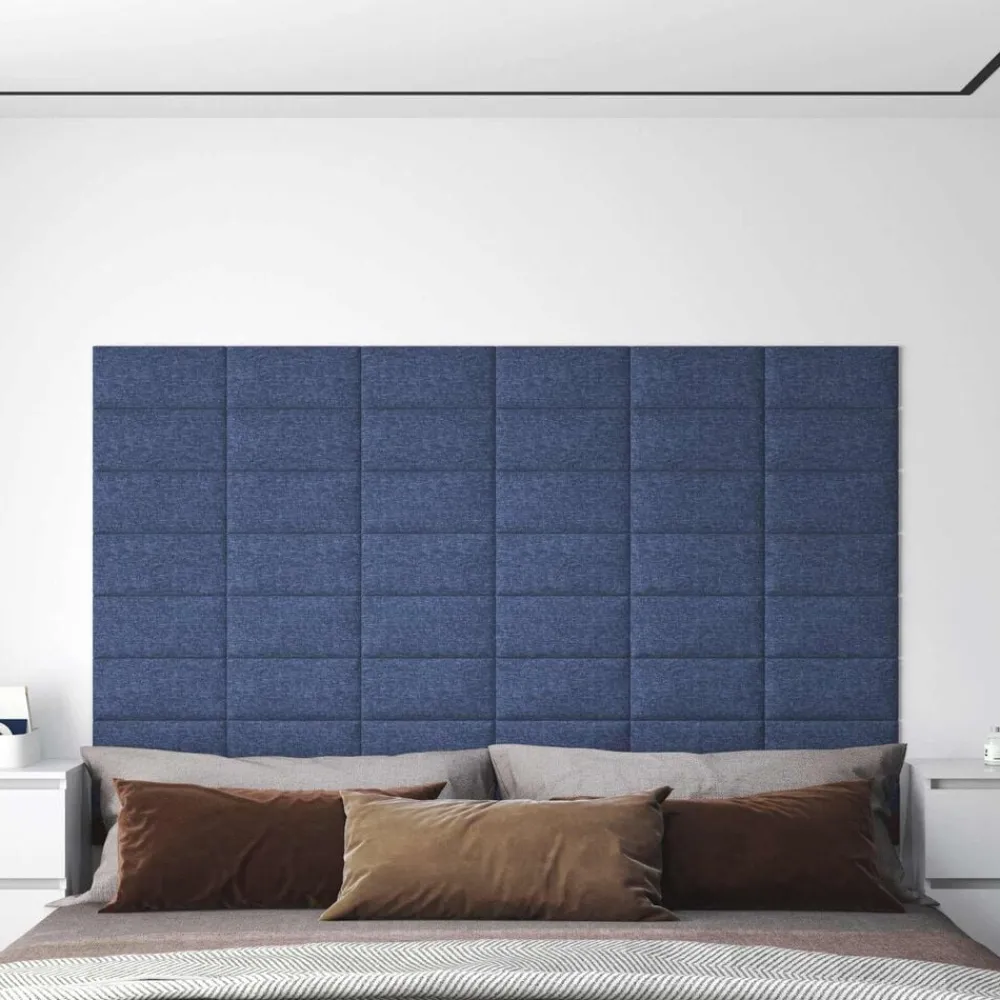 vidaXL Cabecero de Pared 12 pcs 30 x 15 cm tela Azul Online