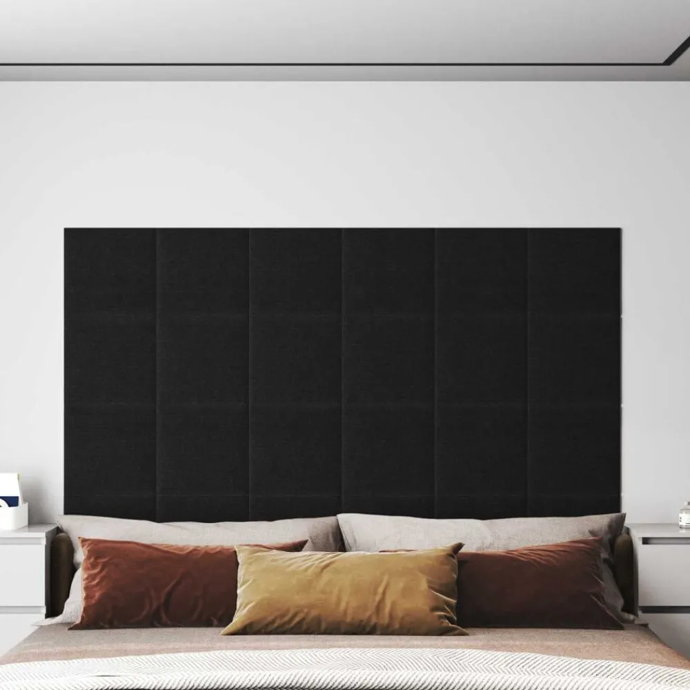 vidaXL Cabecero de Pared 12 pcs 30 x 30 cm tela Negro Hot