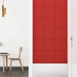 vidaXL Cabecero de Pared 12 pcs Rojo vino 30 x 30 cm Cuero sintético Rojo vino tinto Online