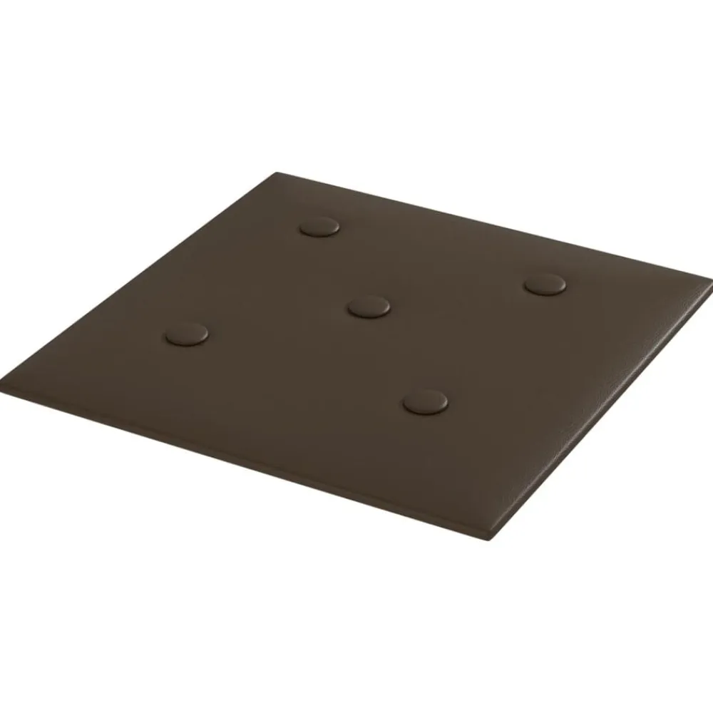 vidaXL Materiales De Construcción-Cabecero de Pared 12 pcs Marrón 30 x 30 cm Cuero sintético