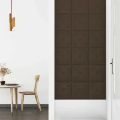 vidaXL Materiales De Construcción-Cabecero de Pared 12 pcs Marrón 30 x 30 cm Cuero sintético