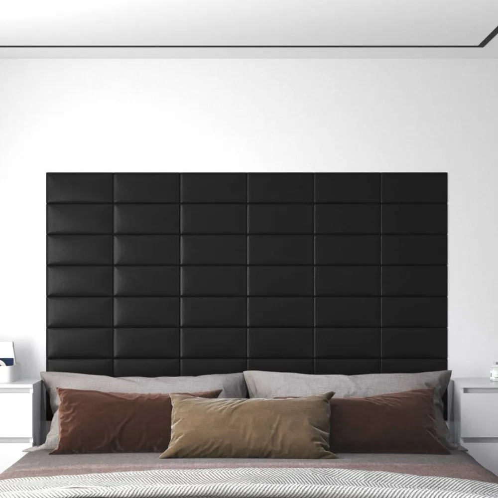vidaXL Cabecero de Pared 12 pcs 30 x 15 cm tela Negro Hot