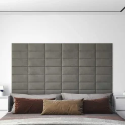 vidaXL Cabecero de Pared 12 pcs 30 x 15 cm Terciopelo Gris claro Best