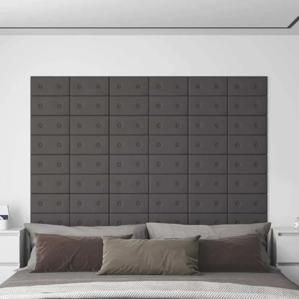 vidaXL Materiales De Construcción-Cabecero de Pared 12 pcs 30 x 15 cm Cuero sintético