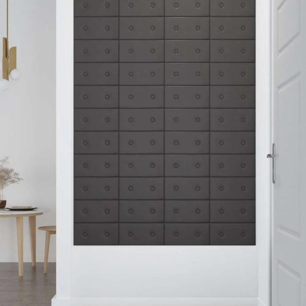 vidaXL Materiales De Construcción-Cabecero de Pared 12 pcs 30 x 15 cm Cuero sintético