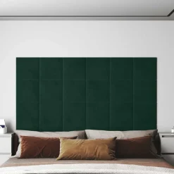 vidaXL Cabecero de Pared 12 pcs 30 x 30 cm Terciopelo Verde oscuro Outlet