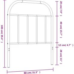 vidaXL Camas Y Accesorios-Cabecero de repuesto de metal 75 cm