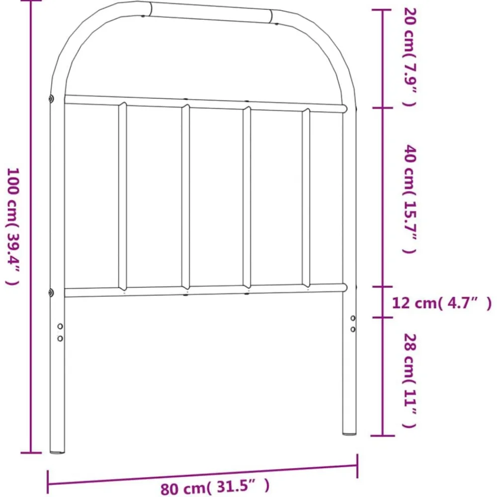 vidaXL Camas Y Accesorios-Cabecero de repuesto de metal 75 cm