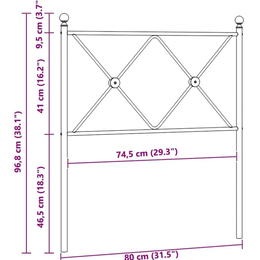vidaXL Camas Y Accesorios-Cabecero de repuesto de metal 75 cm
