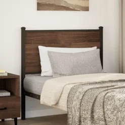 vidaXL Camas Y Accesorios-Cabecero de repuesto de madera de ingeniería y acero marrón roble 75 cm