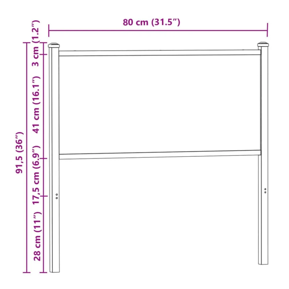 vidaXL Camas Y Accesorios-Cabecero de repuesto de madera de ingeniería y acero marrón roble 75 cm