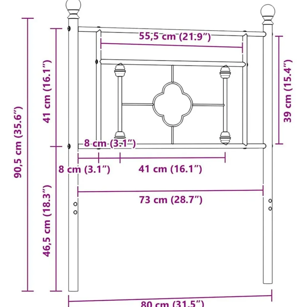 vidaXL Camas Y Accesorios-Cabecero de repuesto de metal 75 cm