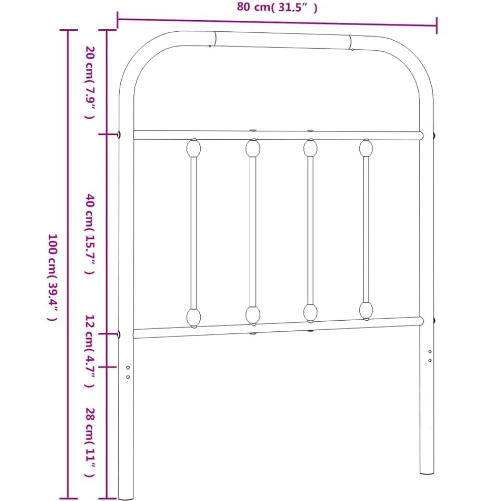 vidaXL Camas Y Accesorios-Cabecero de repuesto de metal 75 cm