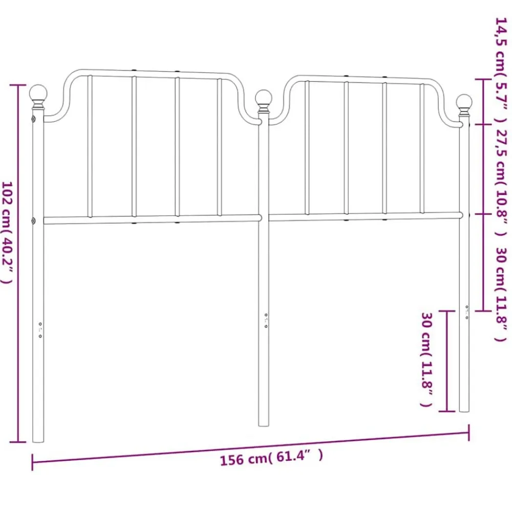 vidaXL Camas Y Accesorios-Cabecero de repuesto de metal 150 cm