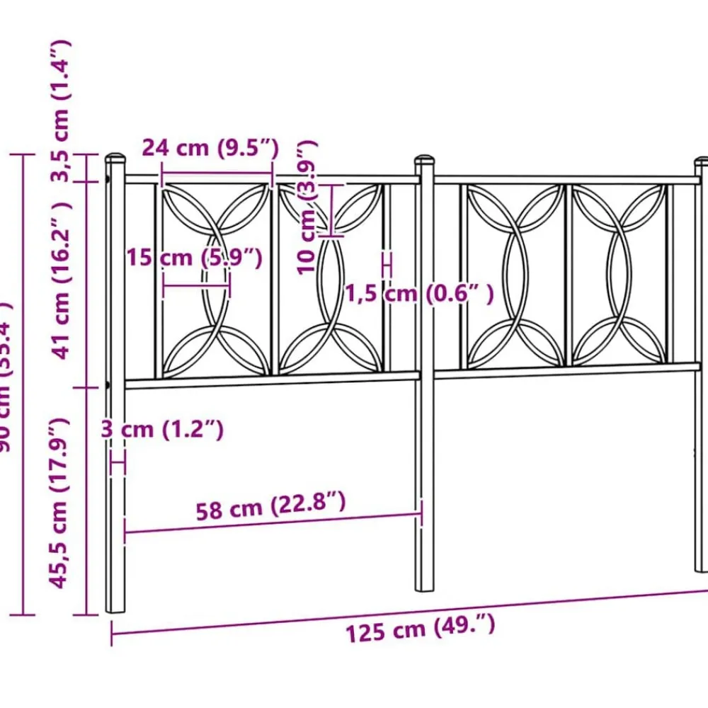 vidaXL Camas Y Accesorios-Cabecero de repuesto de metal 107 cm
