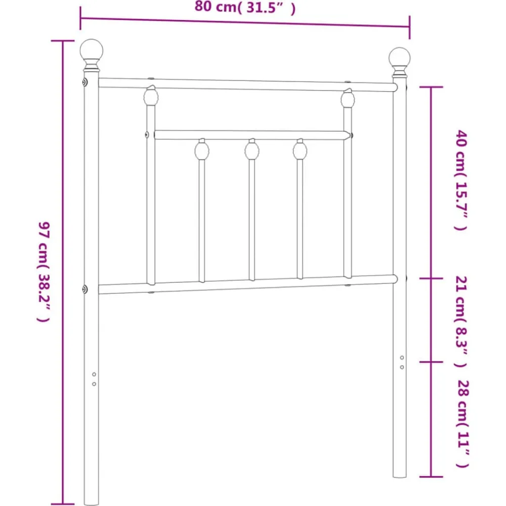 vidaXL Camas Y Accesorios-Cabecero de repuesto de metal 75 cm