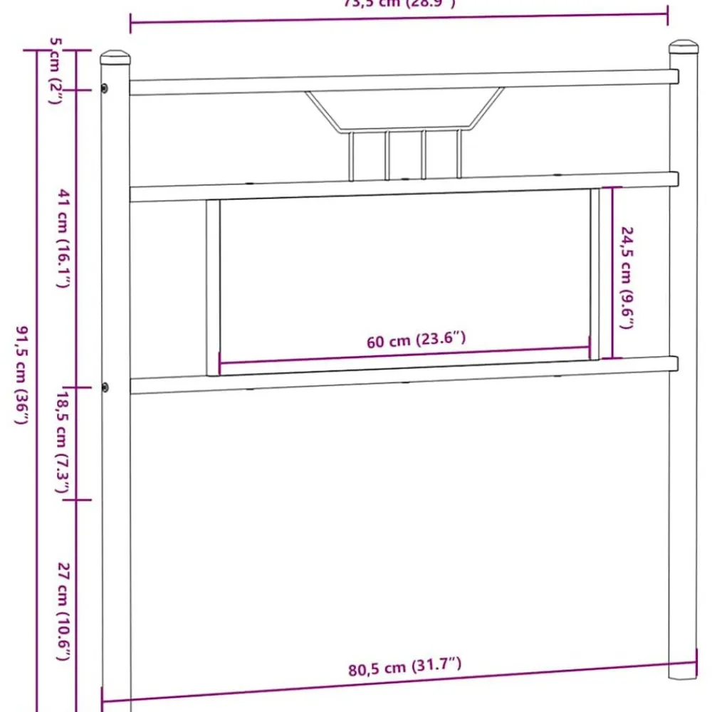 vidaXL Camas Y Accesorios-Cabecero de repuesto de madera de ingeniería y acero 75 cm