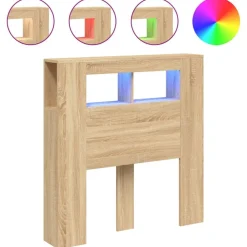 vidaXL Cabecero LED madera ingeniería 100x18,5x103,5 cm Roble Sonoma Sale