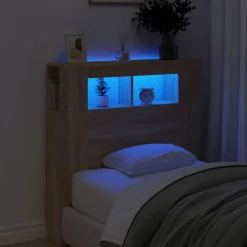 vidaXL Cabecero LED madera ingeniería 100x18,5x103,5 cm Roble Sonoma Sale