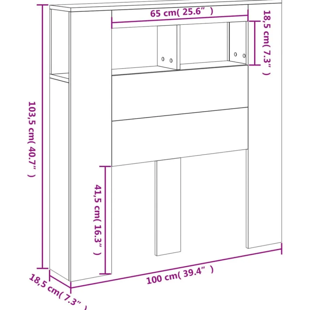 vidaXL Cabecero LED madera ingeniería 100x18,5x103,5 cm Roble Sonoma Sale