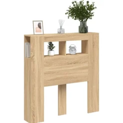 vidaXL Cabecero LED madera ingeniería 100x18,5x103,5 cm Roble Sonoma Sale