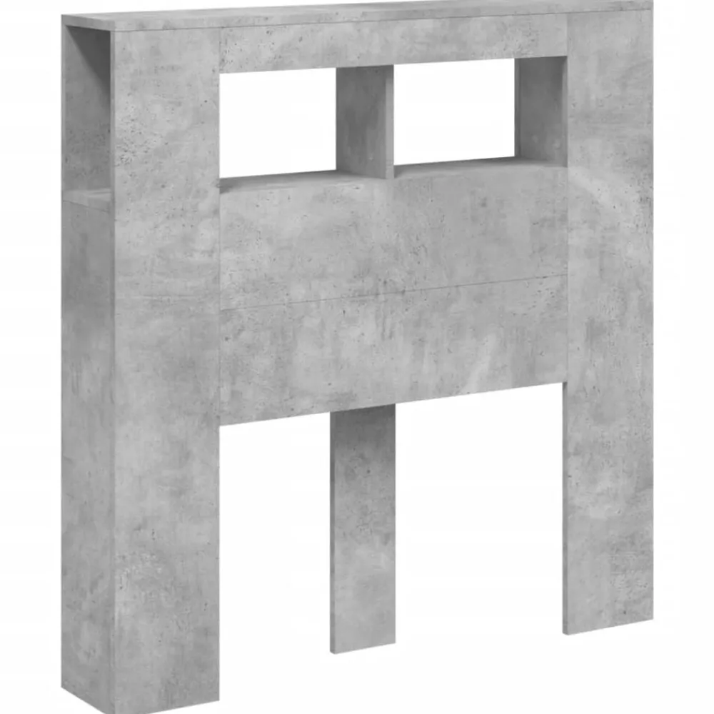 vidaXL Camas Y Accesorios-Cabecero LED madera ingeniería gris hormigón 100x18,5x103,5 cm