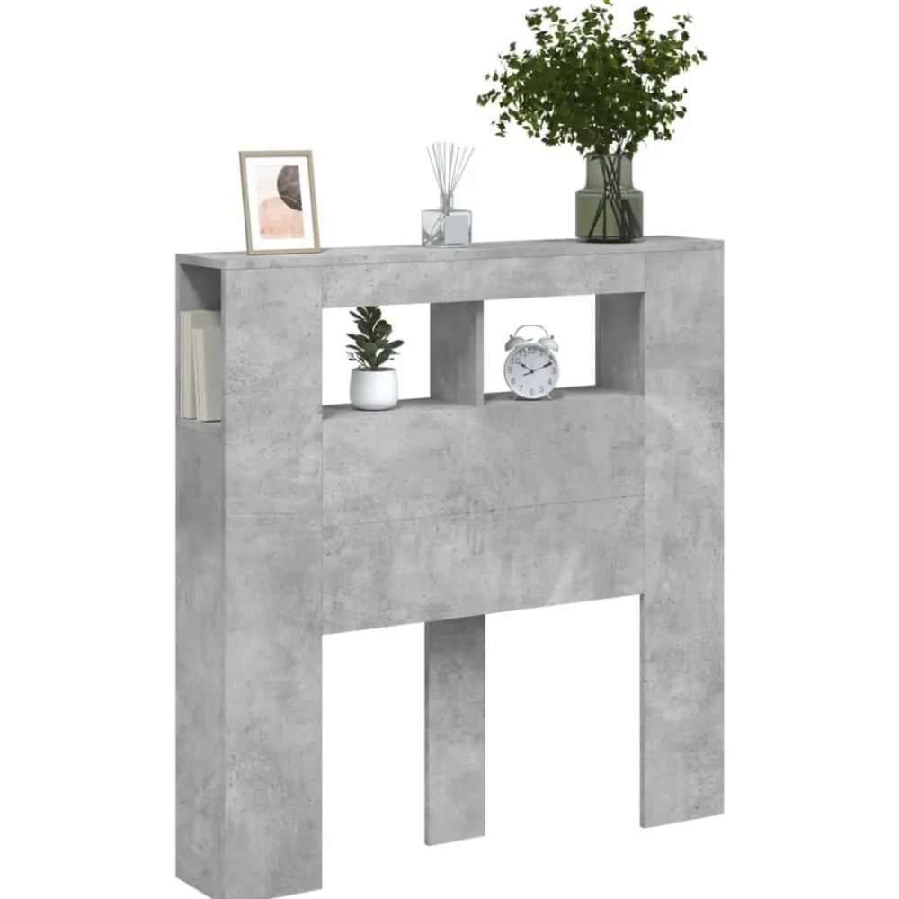 vidaXL Camas Y Accesorios-Cabecero LED madera ingeniería gris hormigón 100x18,5x103,5 cm