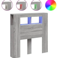 vidaXL Camas Y Accesorios-Cabecero LED madera ingeniería 100x18,5x103,5 cm