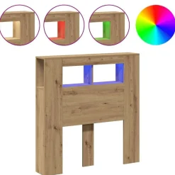 vidaXL Cabecero LED madera ingeniería 100x18,5x103,5 cm Roble artisan Sale