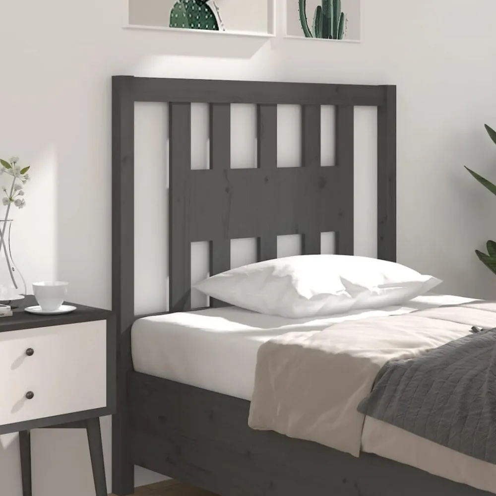 vidaXL Cabecero madera maciza de pino 96x4x100 cm Gris Hot