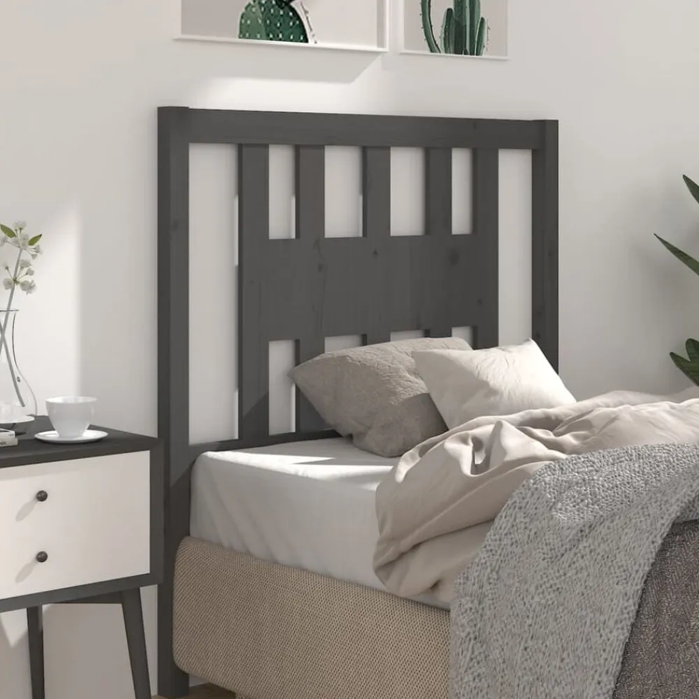 vidaXL Cabecero madera maciza de pino 96x4x100 cm Gris Hot